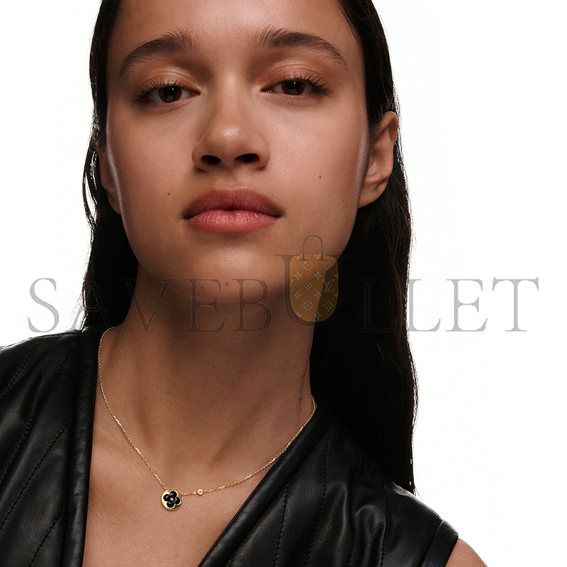 l0vis vvtt0n color blossom bb sun pendant, yellowgold, onyx and D1am0nd q03790